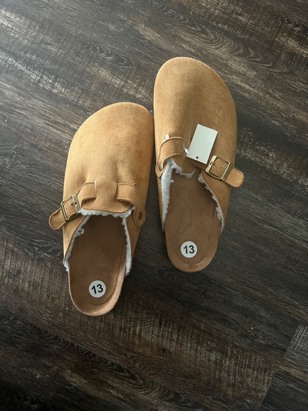 Men's Suede Slip-On Clog with Shearling Lining - Tan